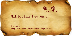 Miklovicz Herbert névjegykártya
